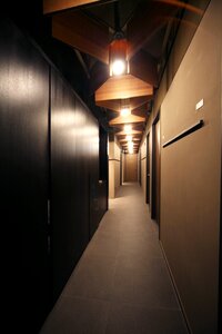 Corridor into exclusive hospital interior photo