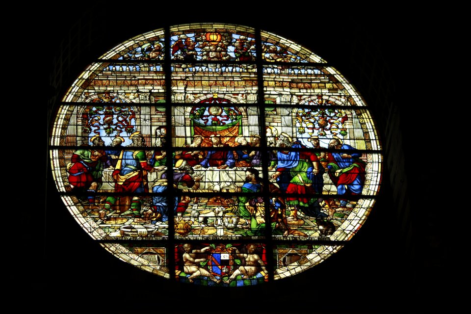 Stained glass window cathedral colors