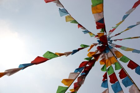 Prayer flags colorful look up photo