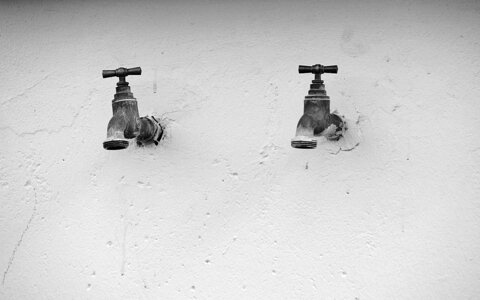 Pipes wall black and white photo