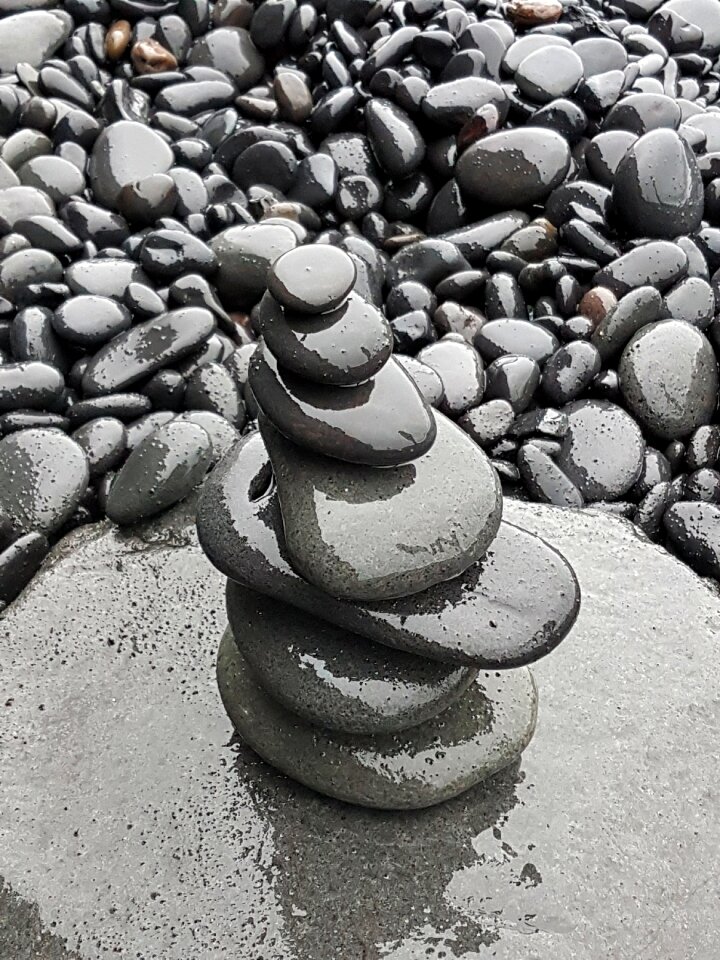 Nature stack up black lava beach