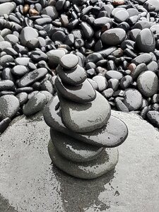 Nature stack up black lava beach photo