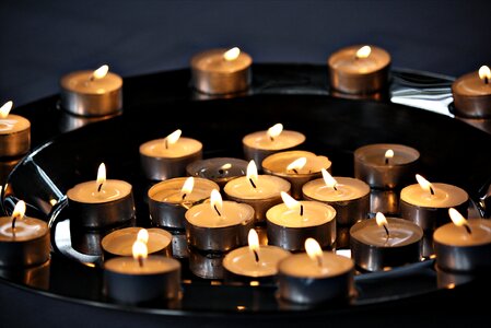 Candle decoration burning tea lights photo