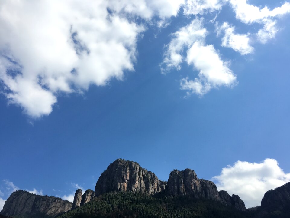 Blue sky cliff white cloud