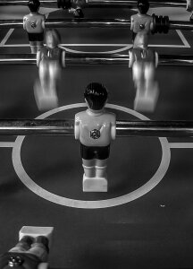Footballers play shoot