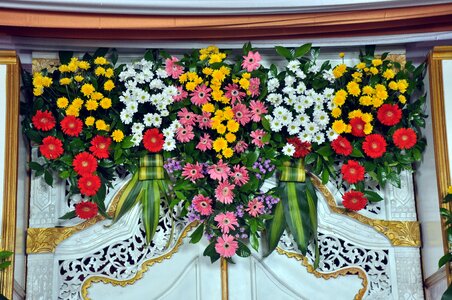 Blooming flower wall carving photo