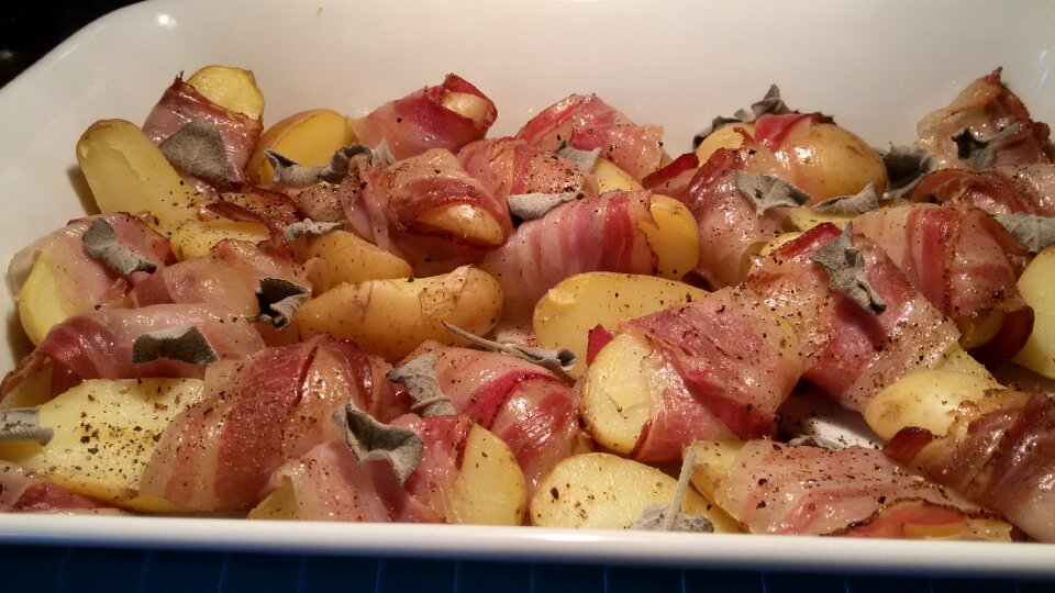 Bacon potatoes baking photo