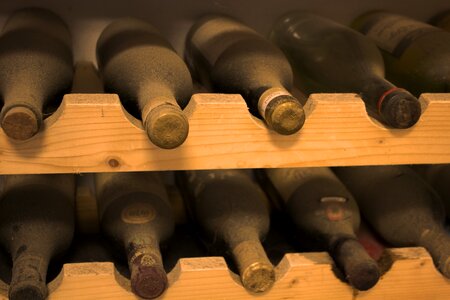 Red wine shelf enoteca photo