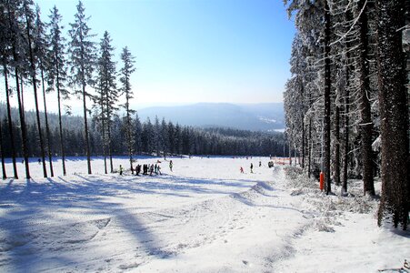 Ski areal ski resort skiers photo