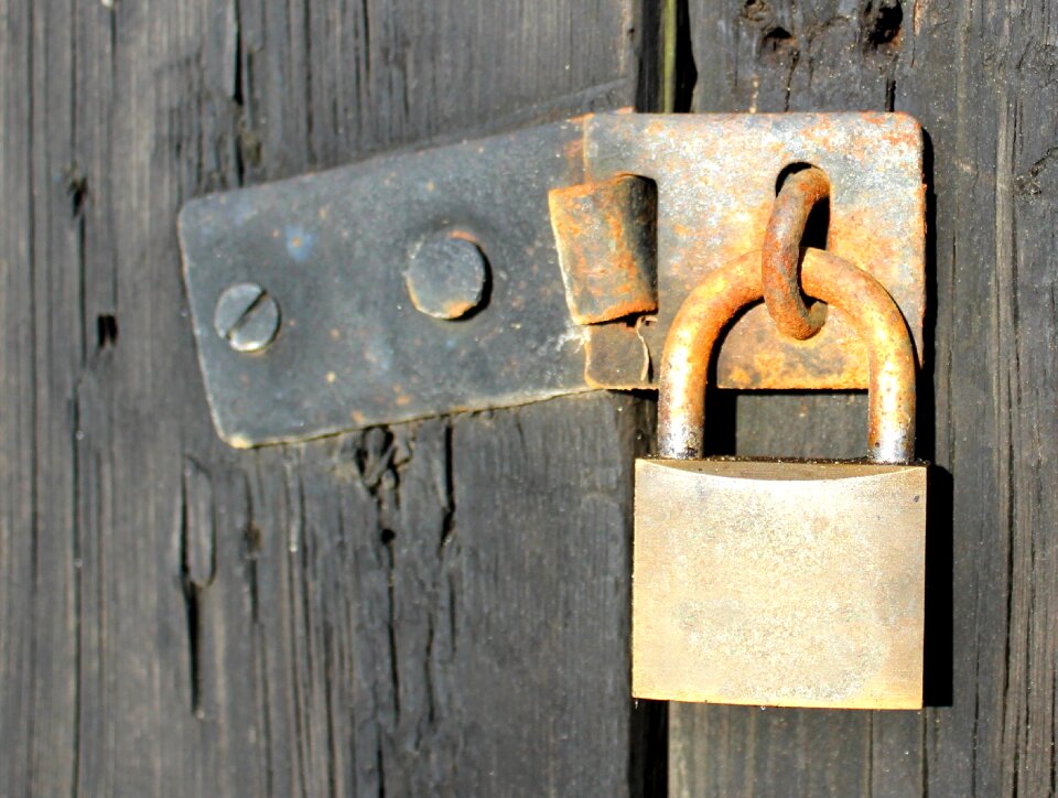 Padlock weather-beaten shed