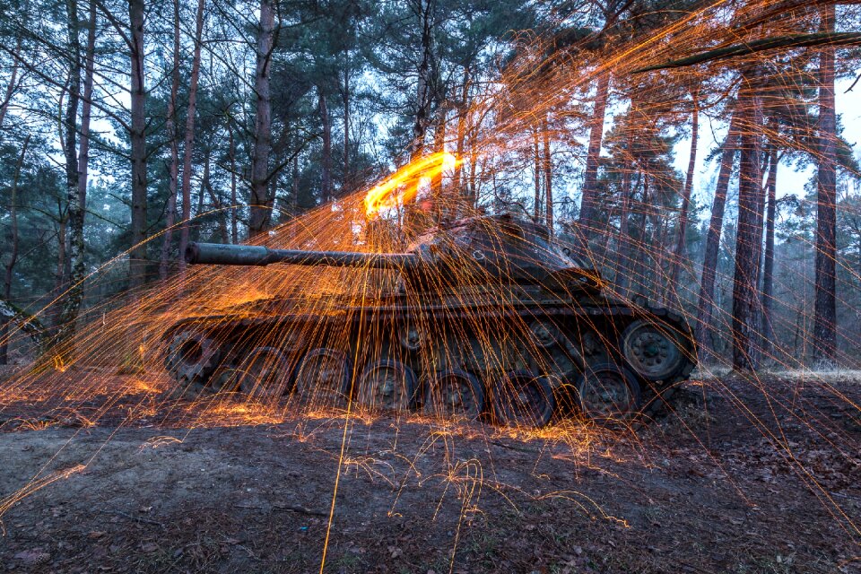 Steel wool exercise terrain flying sparks