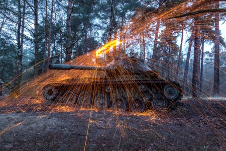 Steel wool exercise terrain flying sparks photo