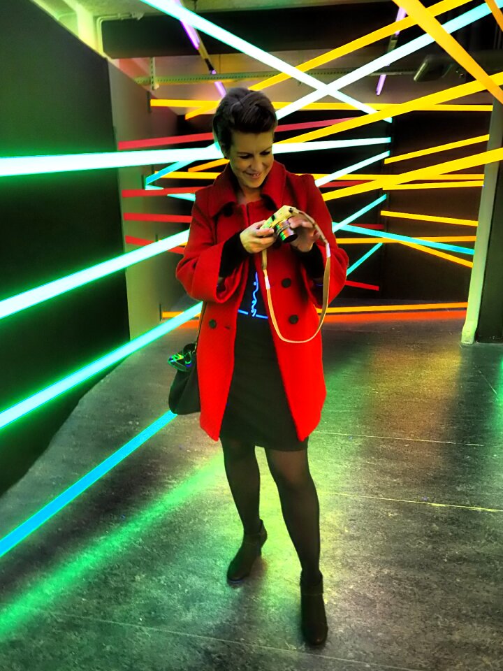 Neon light camera women's power