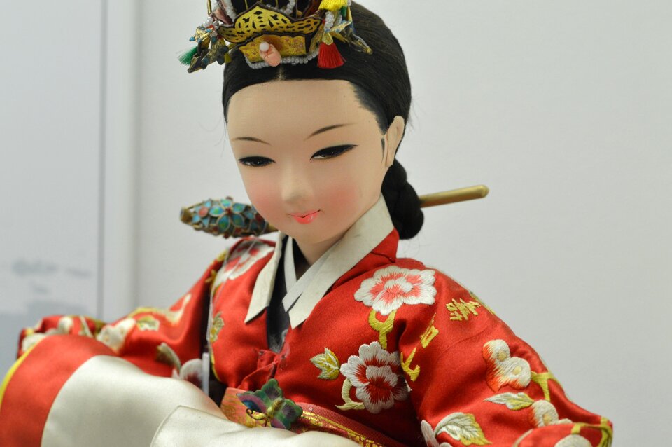 Korea national traditional clothing doll