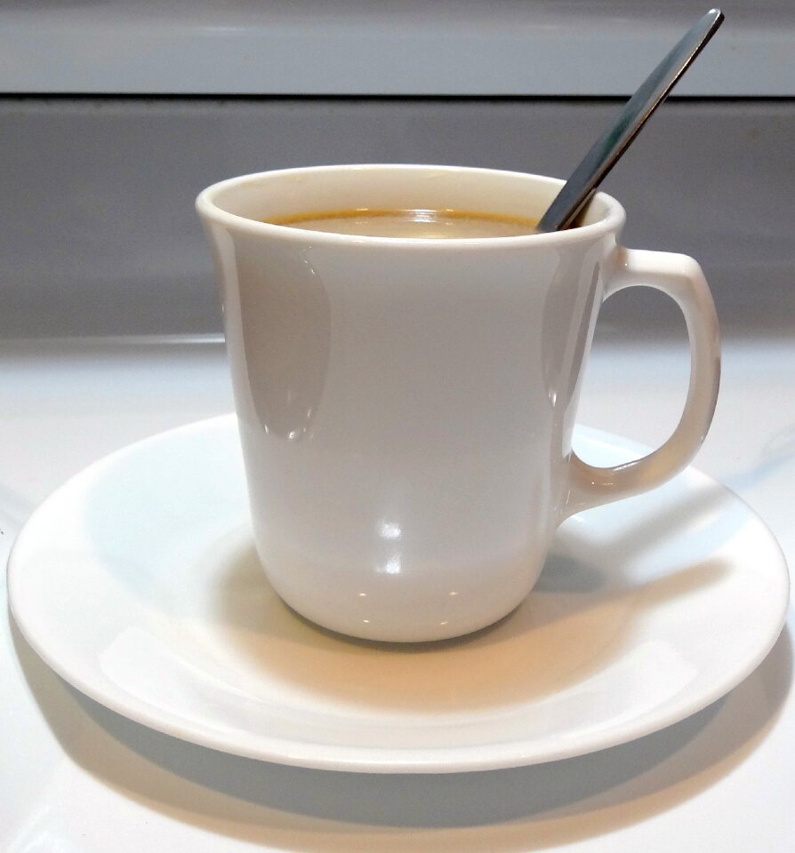 White cup porcelain cup spoon