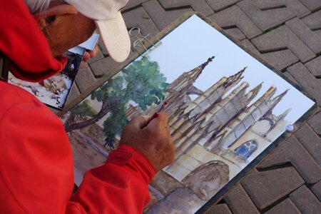 Cathedral la seu watercolor photo