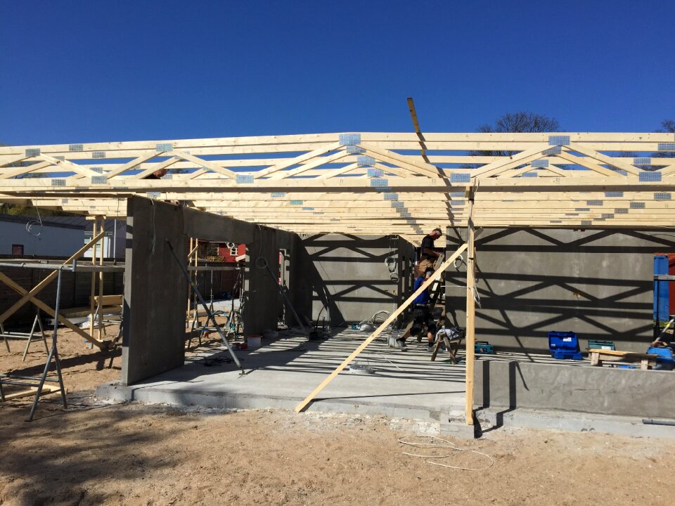Rafter flat roof wood construction