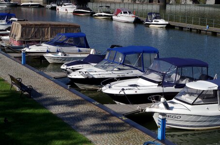 River marina on measles motorboats