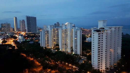 Buildings apartments sunset photo