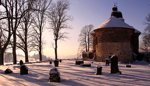 Hill frost sky