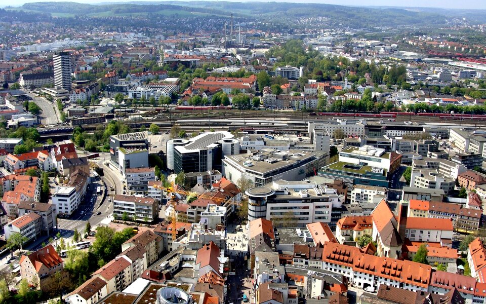 Railway station ulm cathedral outlook