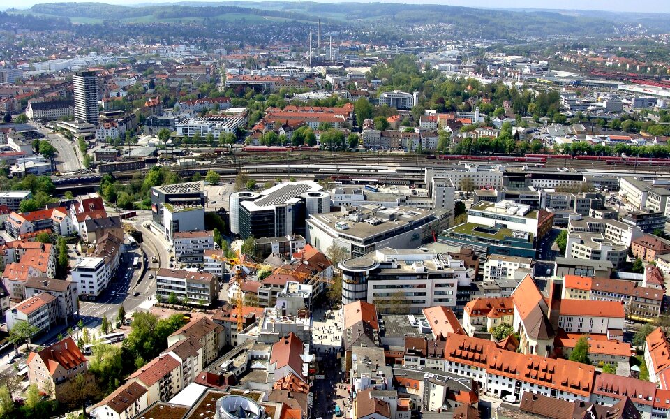 Railway station ulm cathedral outlook photo