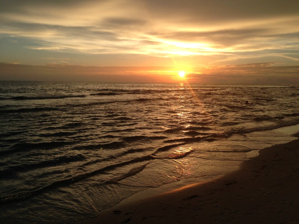 Water sky beach sunset