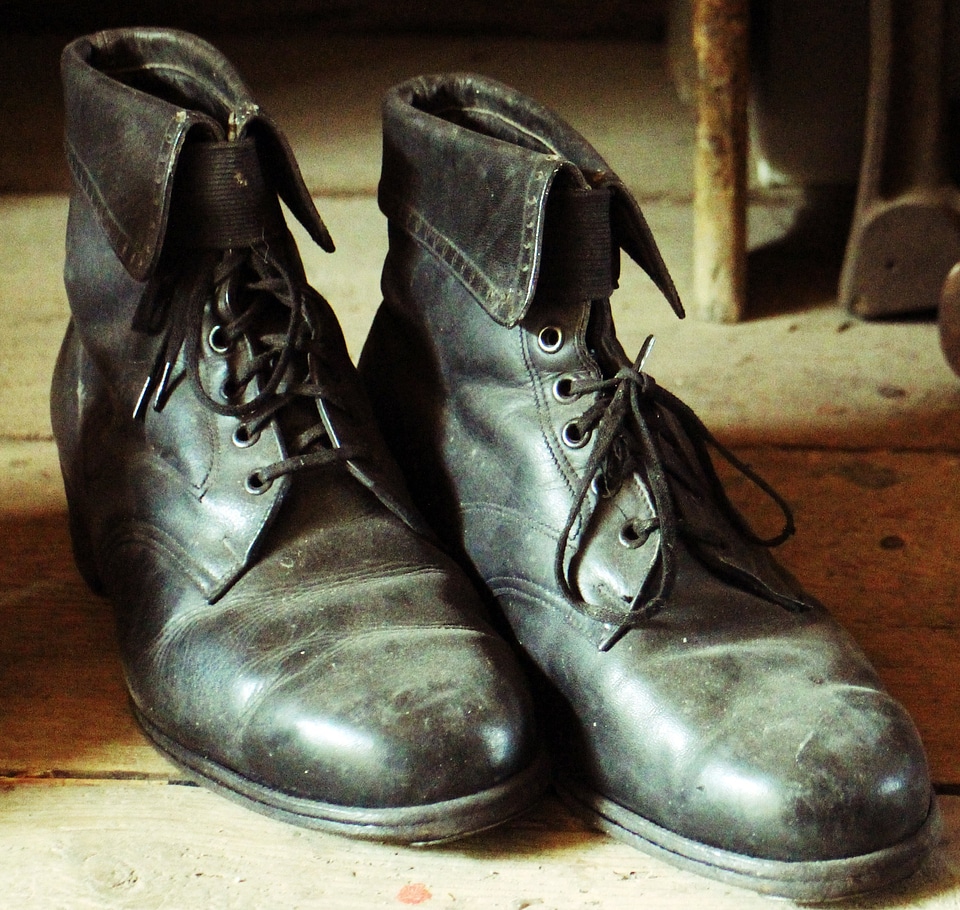 Old black age shoe