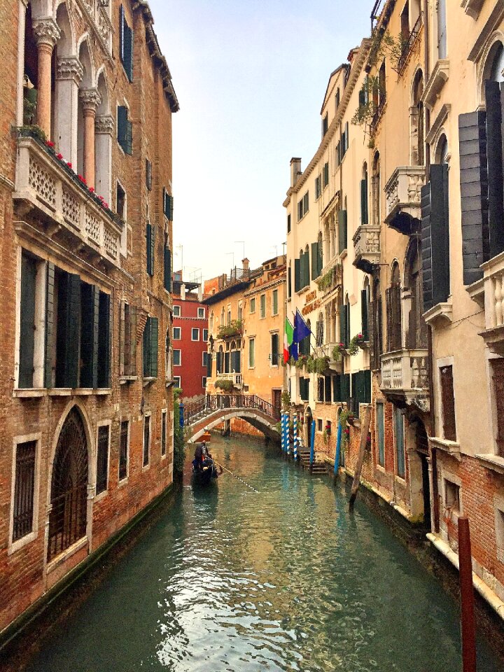 Bridge houses waterway photo