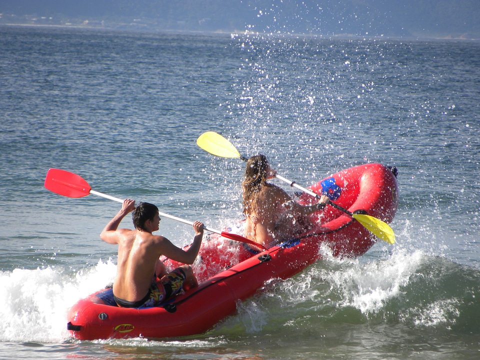 Couple paddling fun