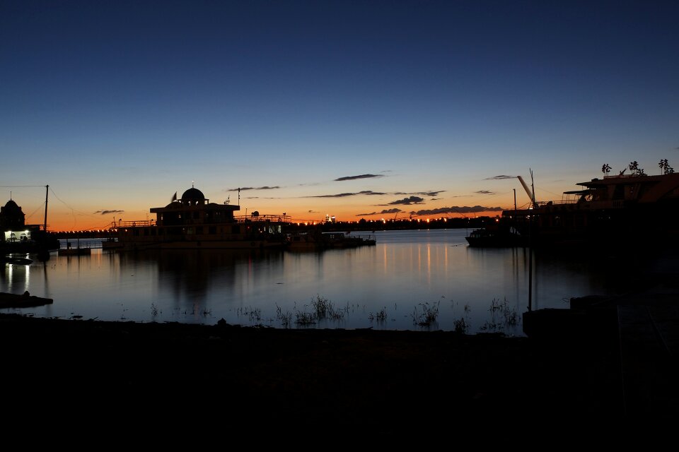 Riverside night view afterglow