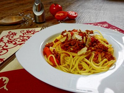 Spaghetti eat food photo