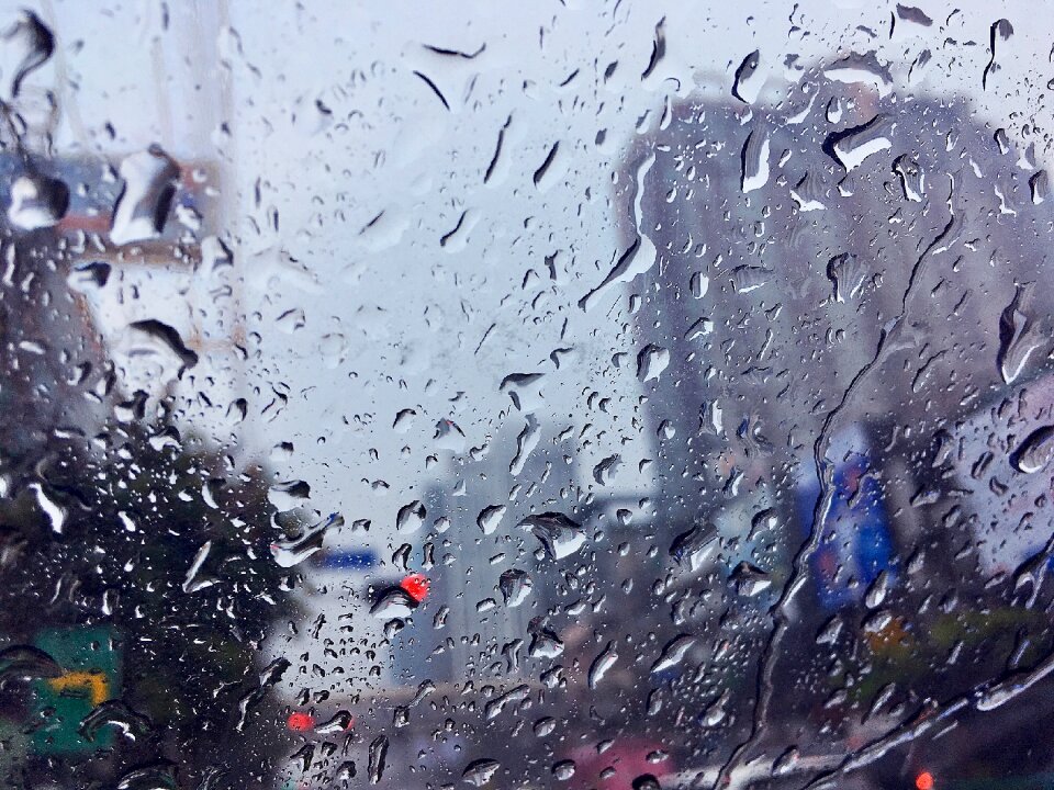 Rain building red lights