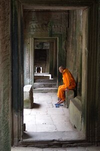 Angkor wat buddhism monk photo