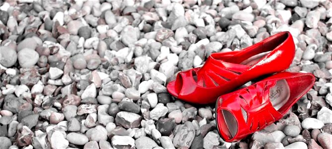 Red beach sandals photo