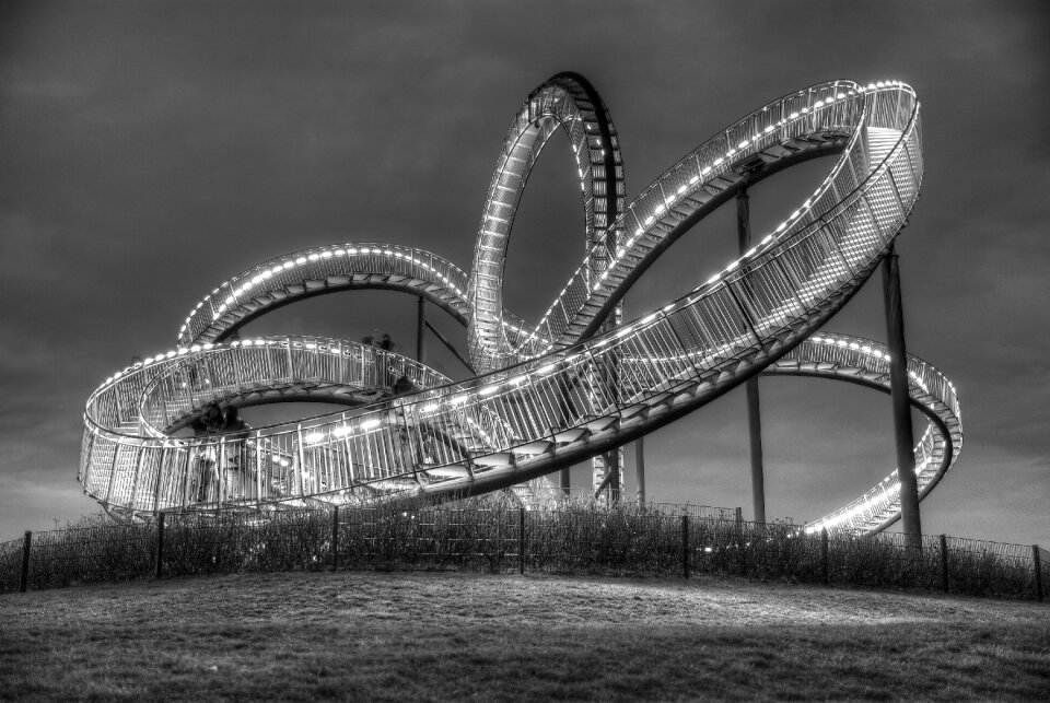 Monochrome bridges night photograph