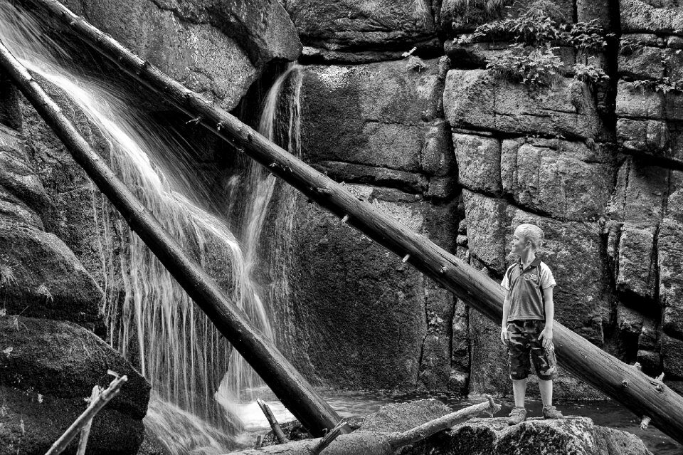 Landscape waterfall running water rocks photo