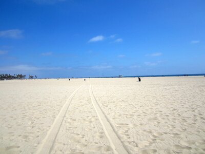 Venice beach tire tracks sand beach photo