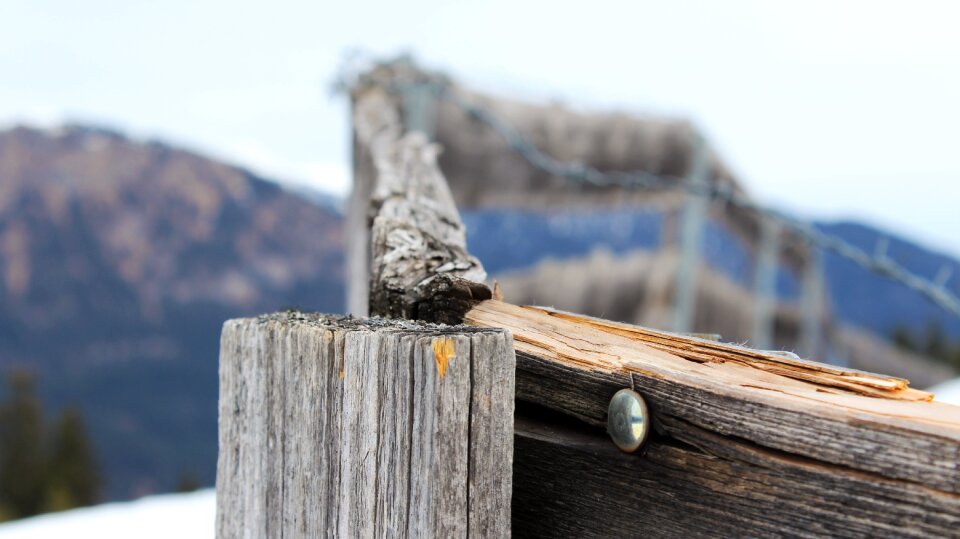 Paling wood fence weathered photo