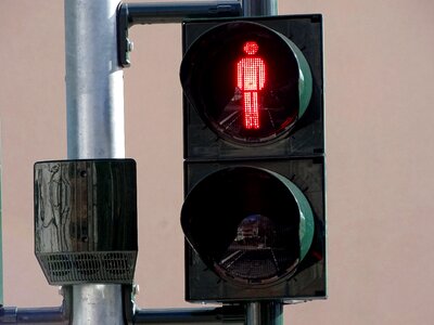 Males traffic signal little green man