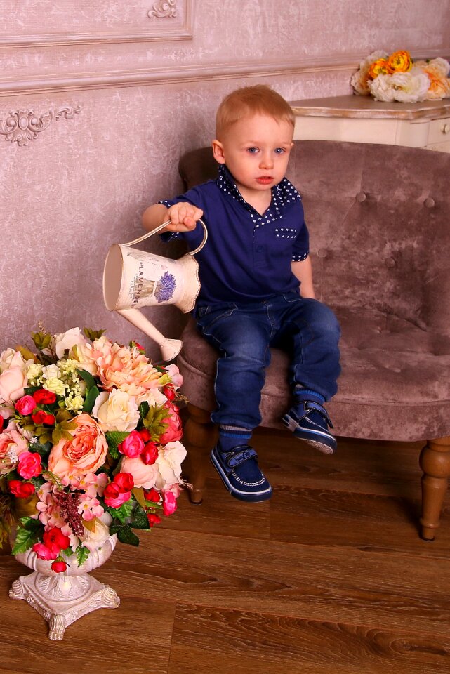Studio boy watering can