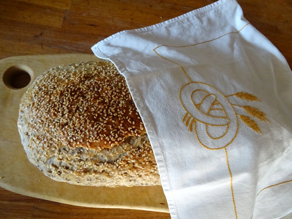 Bread covered with a cloth mat