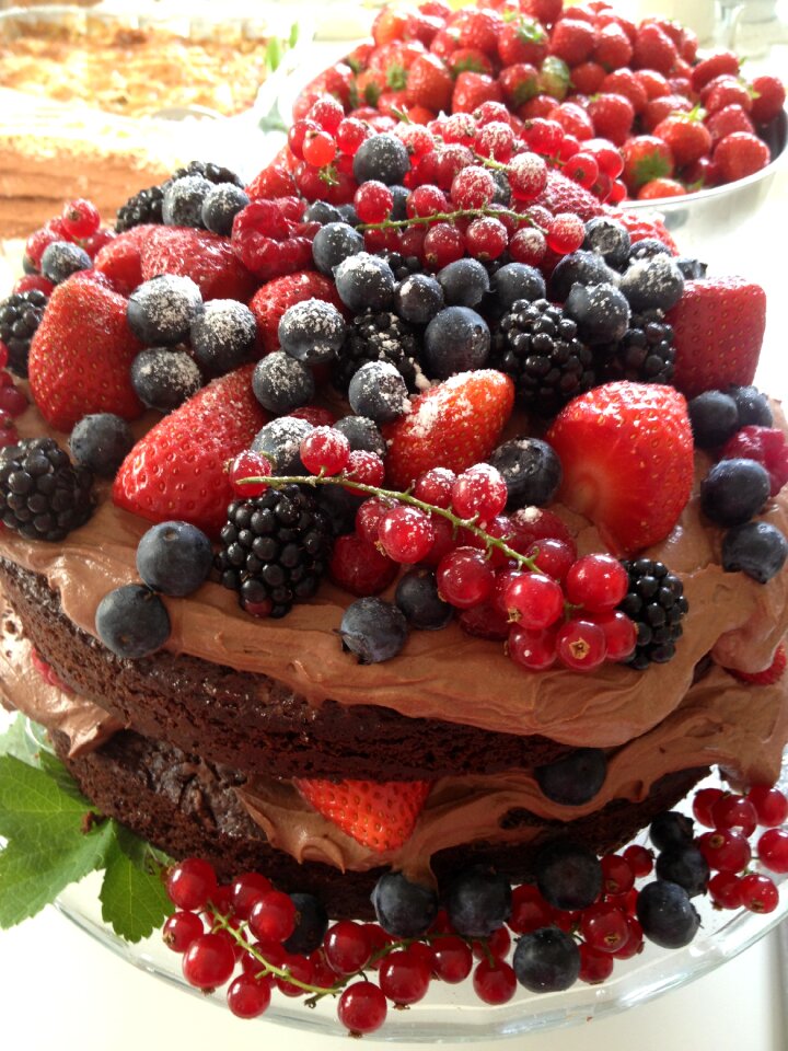 Red currant blueberries chocolate