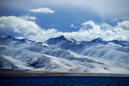 Plateau blue sky tibet's snow-capped mountains photo