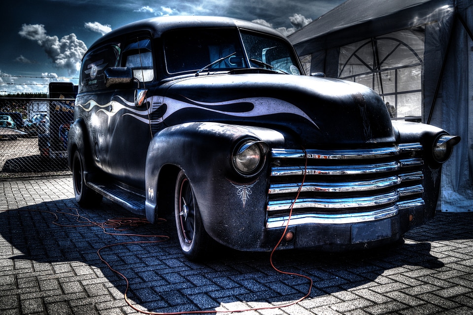 Old vintage car black