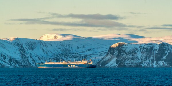 Fjord snow mountains