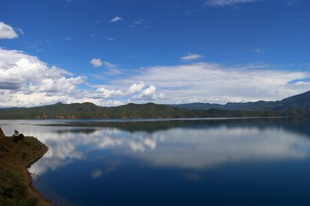 Lugu lake blue sky landscape photo