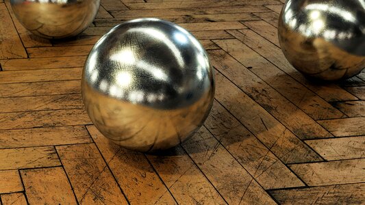 Wood balls metal photo