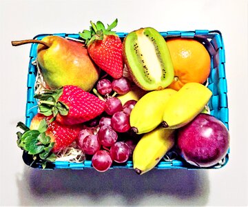 Bananas red grapes strawberries