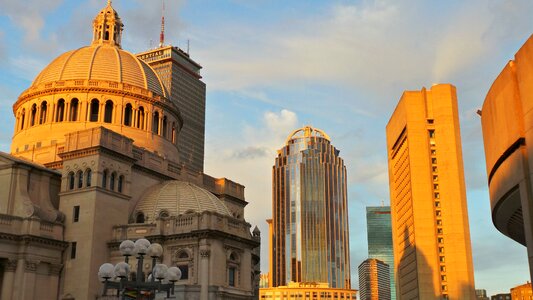 Massachusetts city sunset